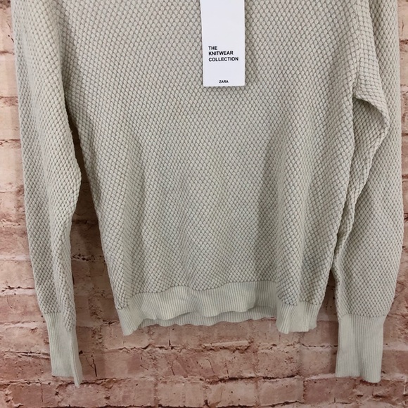 NWT Zara Knit Cream Sweater Crewneck - Picture 6 of 6